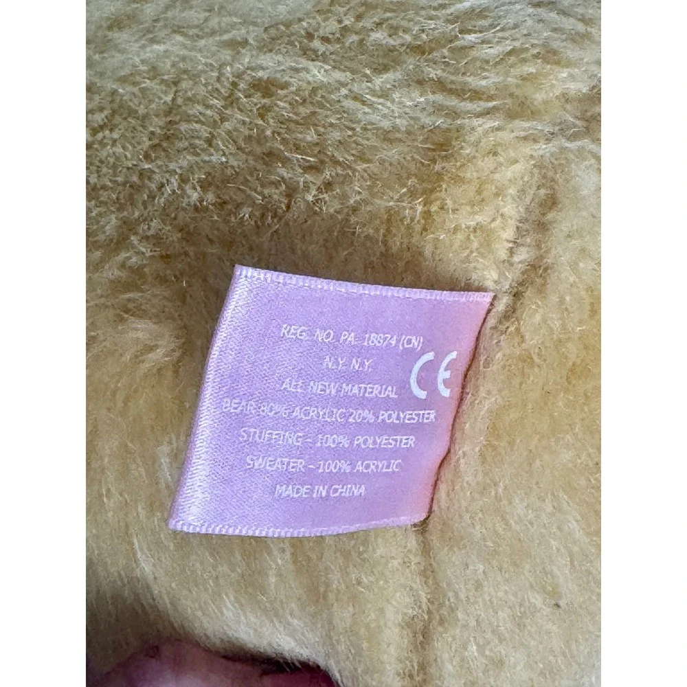 Ralph Lauren Romance Teddy Bear Plush Gold Tan Pink Paws Collectible 12 inch